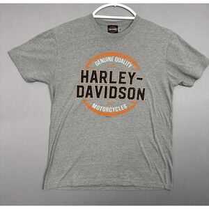 Harley Davidson Gray T-Shirt Mens Large Biker Tee Graphic Billings Montana Logo